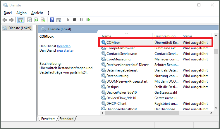 Windows Diensteansicht