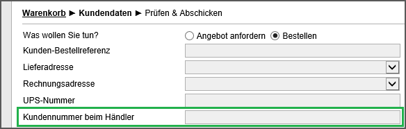 Kundennummer beim Händler